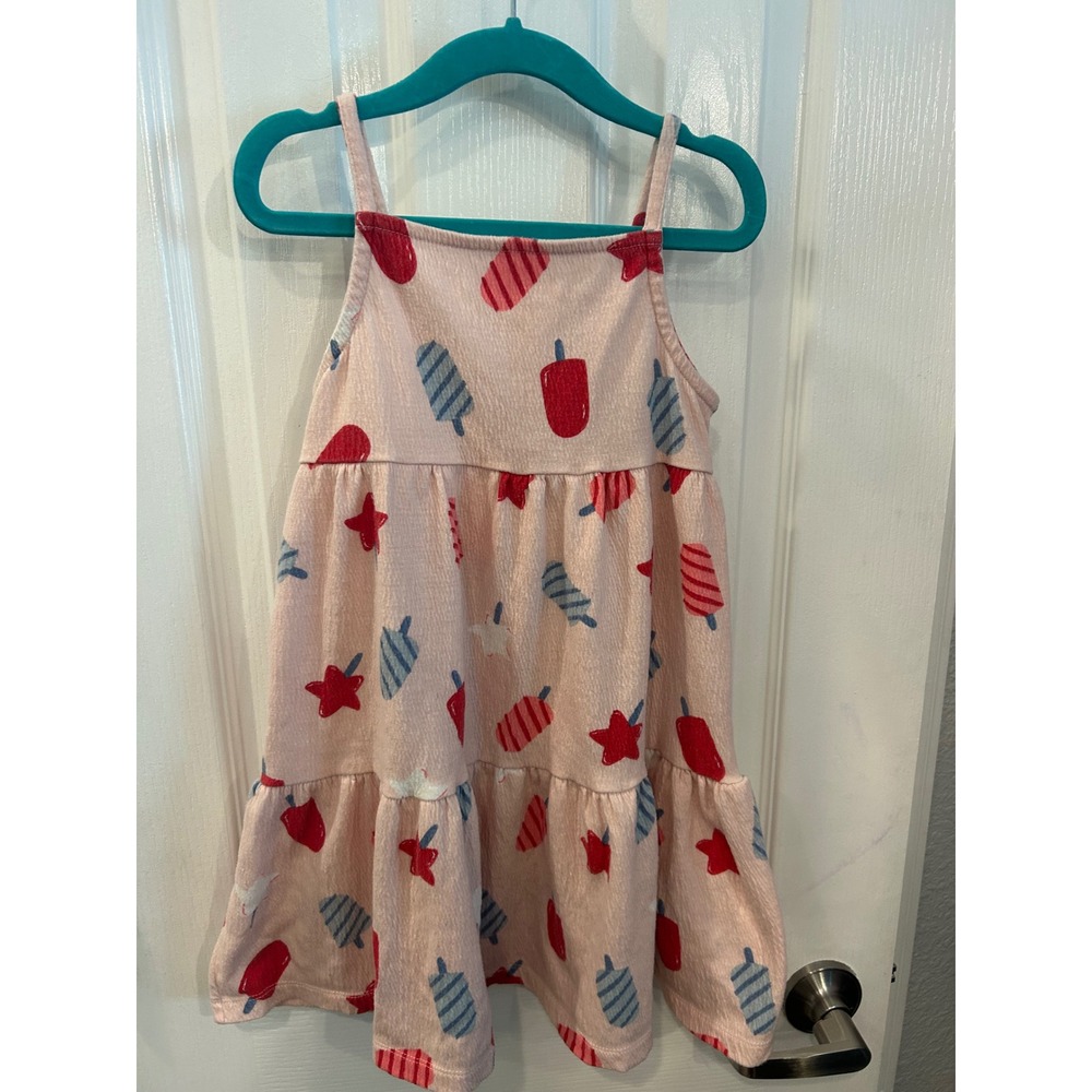 Carter's Child of Mine Dress Pink Popsicle Print Tiered Summer Sun Dress 5T